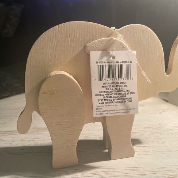 NEW Elephant Wooden Natural Unfinished Animals Do It Yourself Ready to Paint & - Picture 5 of 6